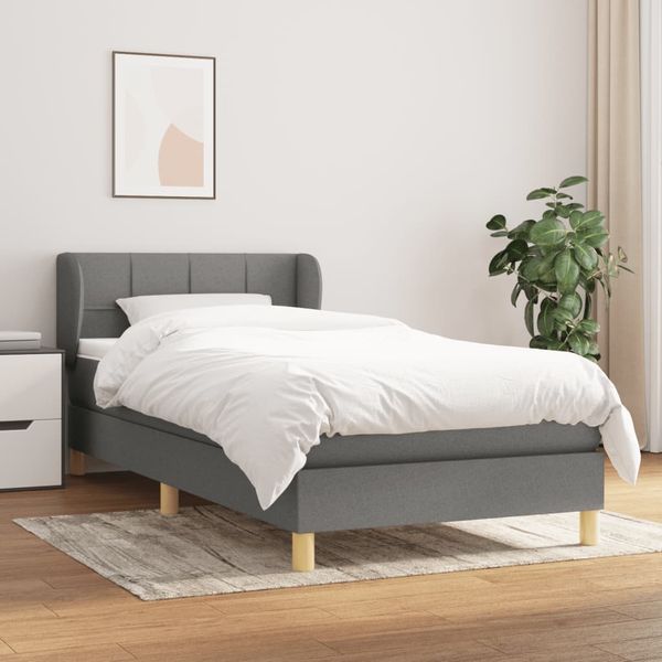 vidaXL Boxspring posteľ s matracom tmavosivá 90x190 cm látka