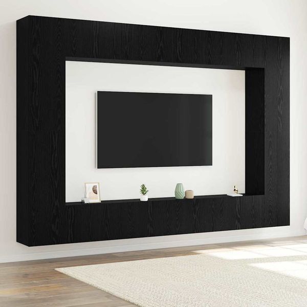 vidaXL Zostava TV skriniek Nástenný 8 pcs Čierny dub 100 x 30 x 30 cm