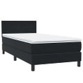 vidaXL Posteľný rám boxspring s matracom a LED čierny 90x220 cm zamat