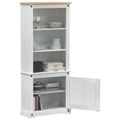 vidaXL Highboard Biela 74 x 38 x 170 cm Masívne borovicové drevo