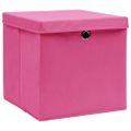 vidaXL Úložné boxy s vekom 10 ks, 28x28x28 cm, ružové