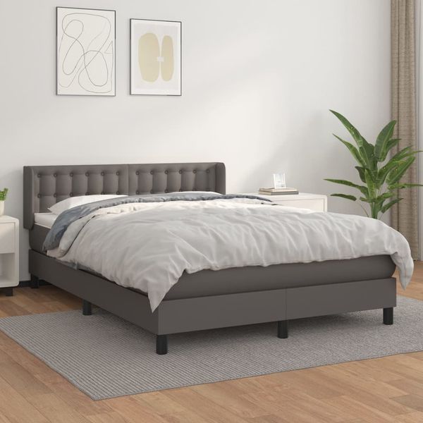 vidaXL Boxspring posteľ s matracom sivá 140x200 cm umelá koža