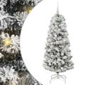vidaXL Umelý Sklápací Vianočný Stromček 150 LED Zelená a biela 150 cm