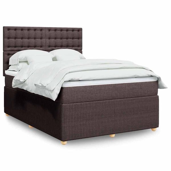 vidaXL Boxspring posteľ s matracom tmavohnedá 140x190 cm látka