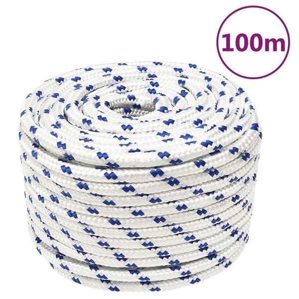 vidaXL Lodné lano biele 14 mm 100 m polypropylén