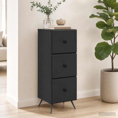 vidaXL Zásuvkový kabinet Čierna 33 x 34,5 x 90 cm Kompozitné drevo