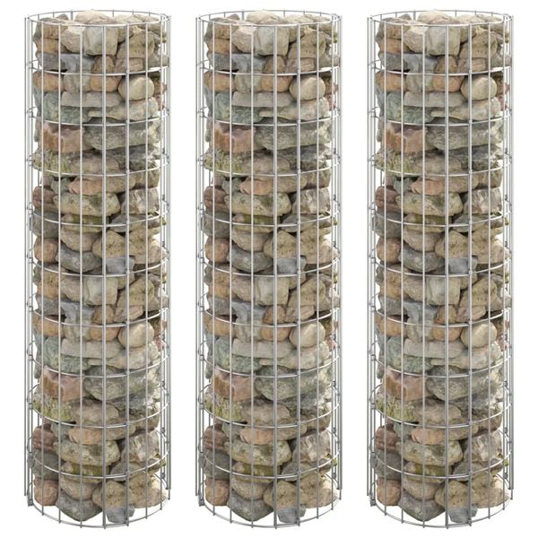 vidaXL Kruhové gabiónové vyvýšené záhony 3ks zinkovaná oceľ Ø30x100cm