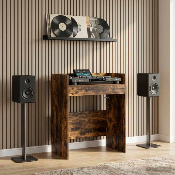 vidaXL DJ stôl Dymový dub 102 x 45 x 102 cm Kompozitné drevo