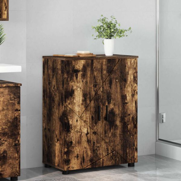 vidaXL Kúpeľňová skriňa s úložiskom Dymová dub 60 x 35 x 80 cm