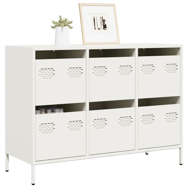 vidaXL Komoda biela 101,5x39x73,5 cm oceľ valcovaná za studena