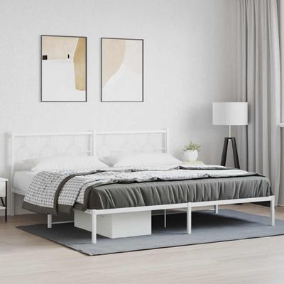vidaXL Kovový rám postele s čelom biely 200x200 cm