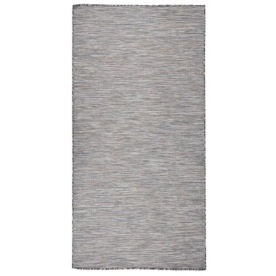vidaXL Vonkajší koberec s plochým tkaním 100x200 cm hnedý a modrý