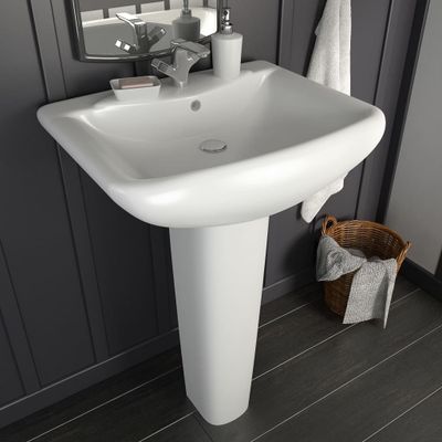 vidaXL Voľne stojace umývadlo podstavec keramické biele 580x470x200 mm