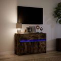 vidaXL TV stolík s LED dymový dub 91x34x61 cm kompozitné drevo