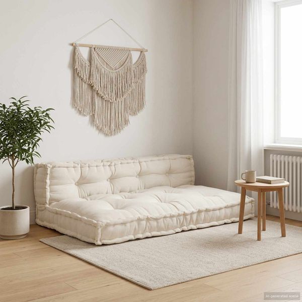 vidaXL Vankúš na paletový gauč 2 pcs Krémová 120 x 80 x 38 cm Látka