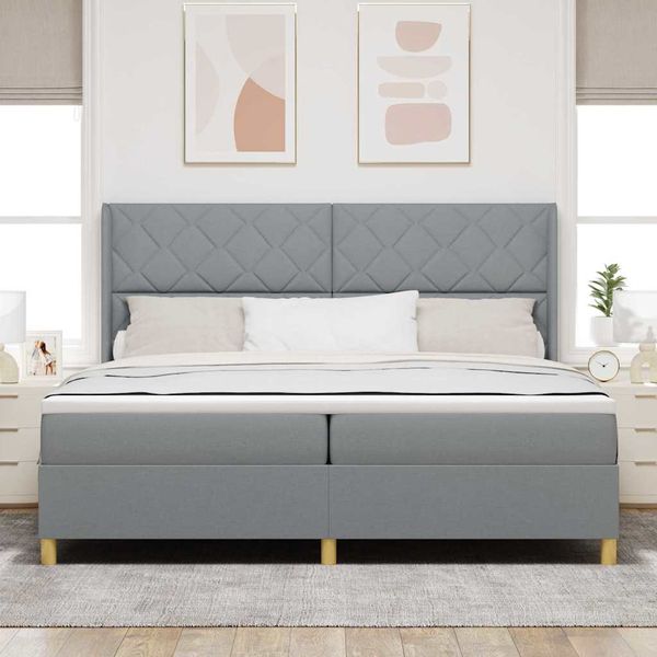 vidaXL Posteľ s pružinovým rámom Svetlosivá 200 x 200 cm látka