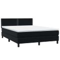 vidaXL Posteľný rám boxsping s matracom a LED Čierna 160x220 cm zamat