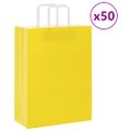 vidaXL Papierové tašky 50 ks s rúčkami žlté 26x12x35 cm