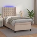 vidaXL Boxspring posteľ matrac a LED kapučínová 100x200 cm umelá koža