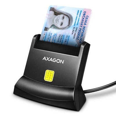 AXAGON CRE-SM4N, USB-A čítačka kontaktných kariet Smart Card (eObčanka), stojanková, kábel 1.3 m
