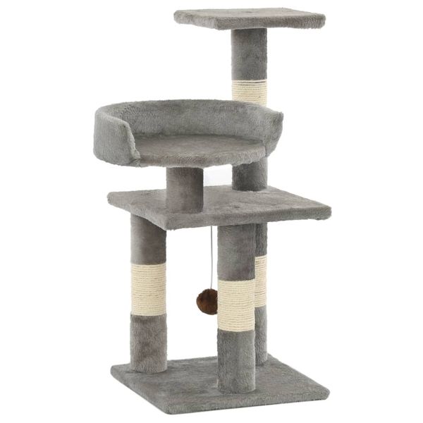 vidaXL Škrabadlo pre mačky so sisalovými stĺpikmi 65 cm sivé