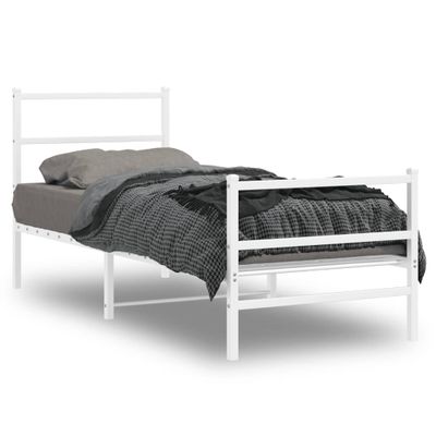 vidaXL Kovový rám postele s predným a zadným čelom biely 80x200 cm