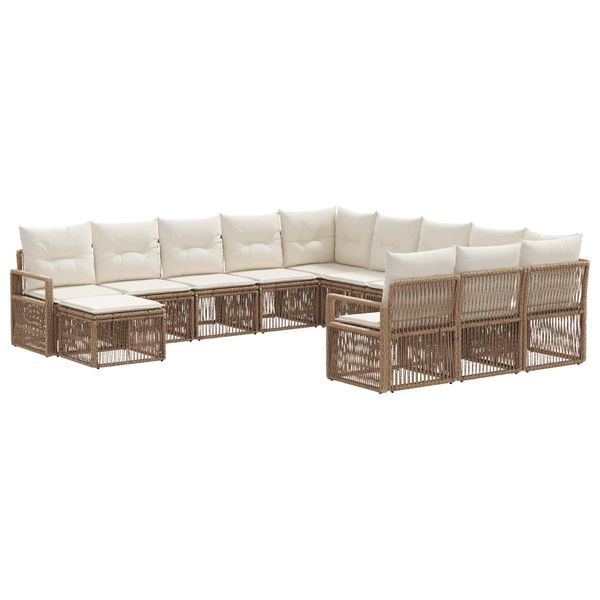 vidaXL Súprava záhradných pohoviek 12 pcs Béžová polyratan