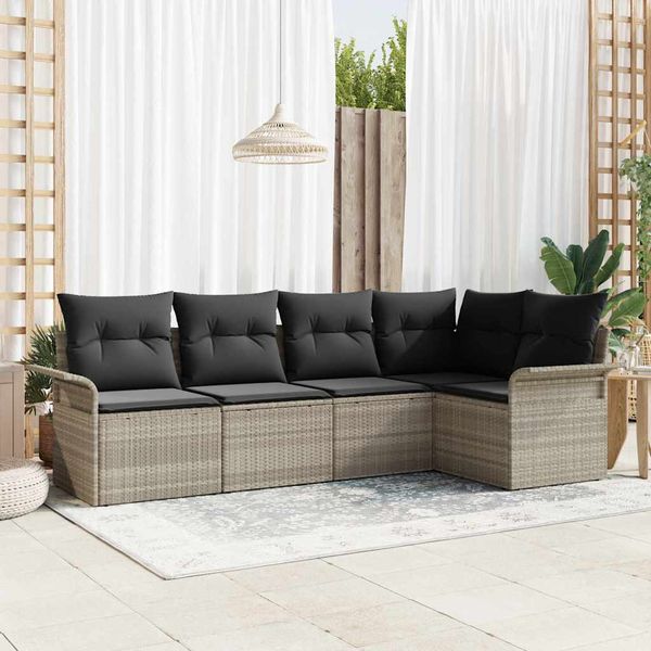 vidaXL Súprava záhradných pohoviek s vankúšom 5 pcs polyratan