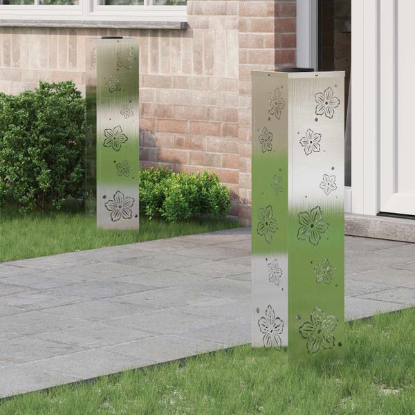 vidaXL Solárne LED svetlo na chodník 2 pcs Strieborná Nerezová oceľ