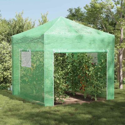 vidaXL Skleník s rýchlo postaviteľným rámom Zelená 290 x 290 x 315 cm