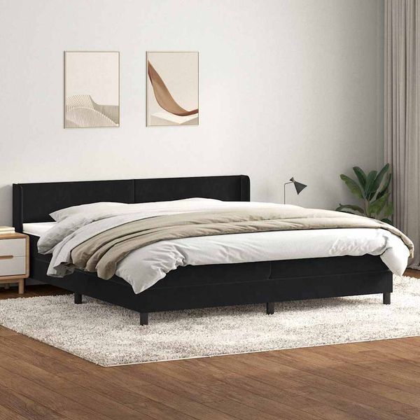 vidaXL Box Spring Posteľ s matracom Čierna 200x220 cm Zamat