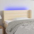 vidaXL Čelo postele s LED krémové 93x16x78/88 cm látka