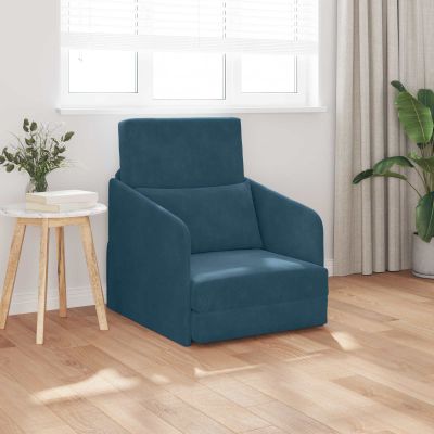 vidaXL Rozkladacia posteľ Modrá 65 x 80 x 83 cm Zamat