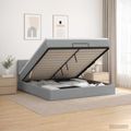vidaXL Ottoman posteľ s matracom a LED Svetlosivá 140 x 190 cm Látka
