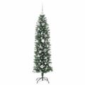 vidaXL Umelý chudý vianočný strom Zelená a biela 150 cm