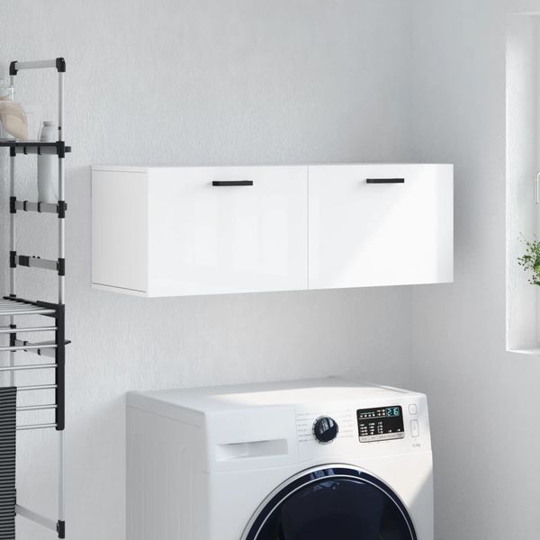 vidaXL Nástenná skrinka lesklá biela 100x36,5x35 cm kompozitné drevo