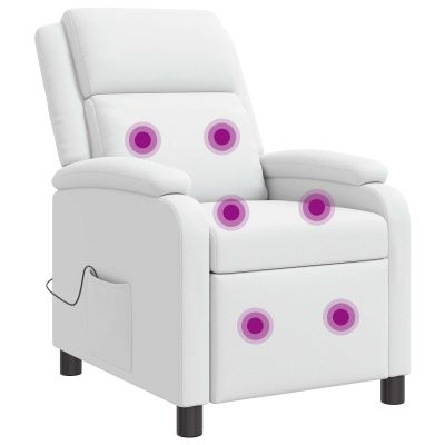 vidaXL Masážne relaxačné kreslo Biela Umelá koža