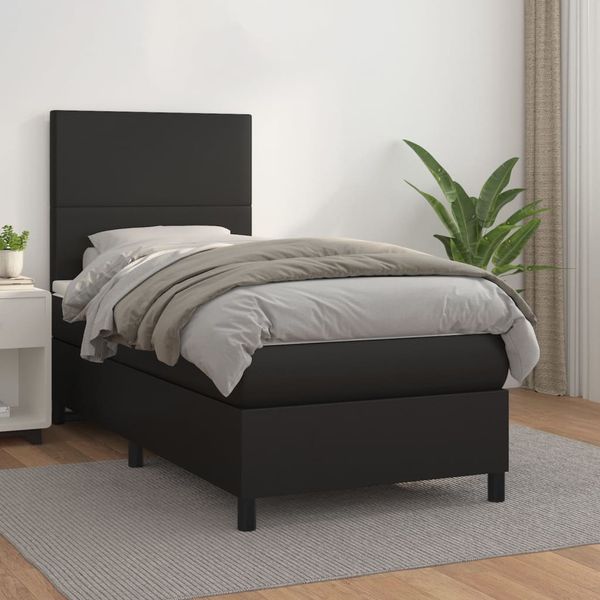 vidaXL Boxspring posteľ s matracom čierny 90x190 cm umelá koža