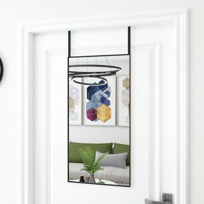 vidaXL Zrkadlo na dvere čierne 40x80 cm sklo a hliník