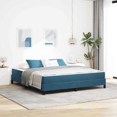 vidaXL Posteľ s pružinovým rámom Tmavomodrá 180 x 200 cm látka