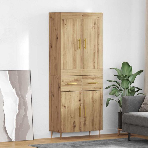 vidaXL Highboard Remeselný dub 69,5 x 34 x 180 cm Kompozitné drevo