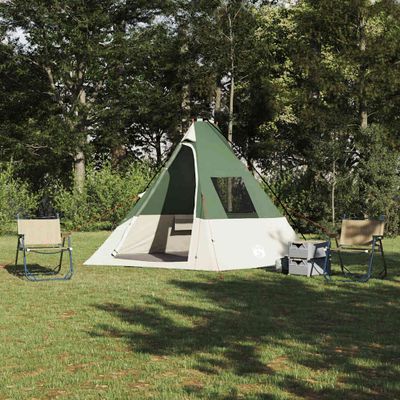 vidaXL Tipi stan so strechou Zelená 383 x 338 x 217 cm taft