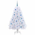 vidaXL Umelý Sklápací Vianočný Stromček Biela 150 cm PVC a oceľ