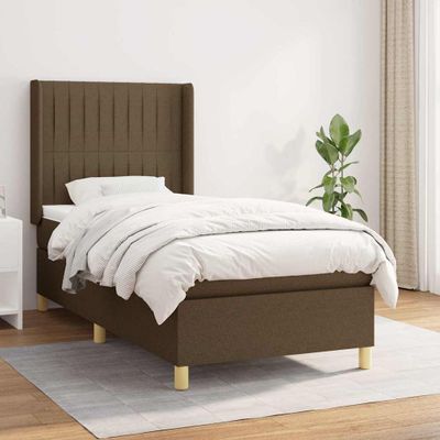 vidaXL Posteľný rám boxsping s matracom hnedý 90x200 cm látka