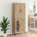 vidaXL Highboard Remeselný dub 69,5 x 34 x 180 cm Kompozitné drevo