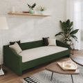 vidaXL Pohovka s USB tmavozelená látková 90x200 cm