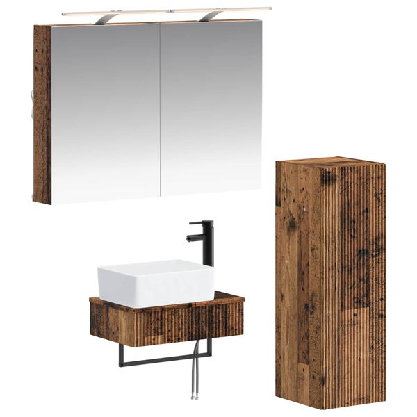 vidaXL Set kabinetov do kúpeľne 4 pcs Staré drevo 50 x 14,5 x 70 cm