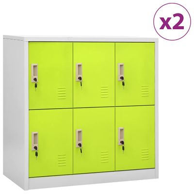 vidaXL Uzamykacie skrinky 2 ks bledosivé a zelené 90x45x92,5 cm oceľové