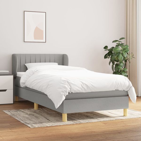 vidaXL Posteľný rám boxsping s matracom bledosivý 80x200 cm látka