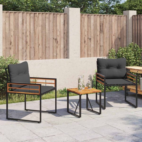 vidaXL Záhradný nábytok s vankúšom 3 pcs Tlmená sivá